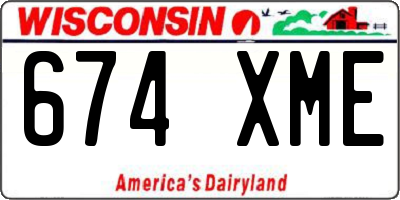WI license plate 674XME