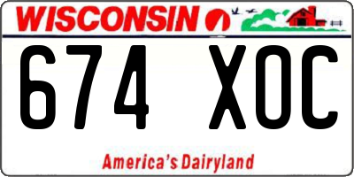 WI license plate 674XOC