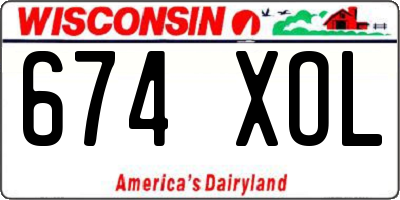 WI license plate 674XOL