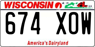 WI license plate 674XOW