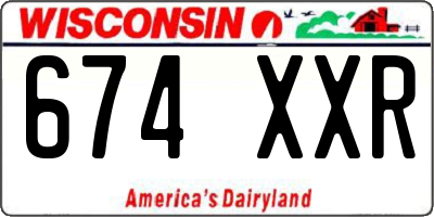 WI license plate 674XXR