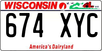 WI license plate 674XYC