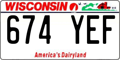 WI license plate 674YEF