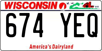 WI license plate 674YEQ