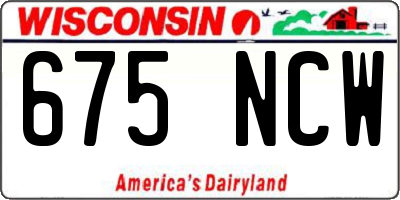 WI license plate 675NCW