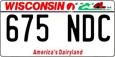 WI license plate 675NDC
