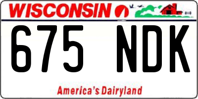 WI license plate 675NDK