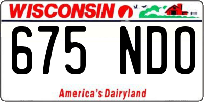 WI license plate 675NDO