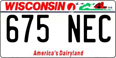 WI license plate 675NEC