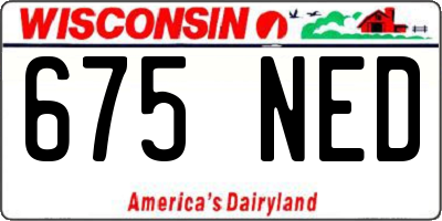 WI license plate 675NED