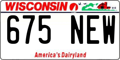 WI license plate 675NEW