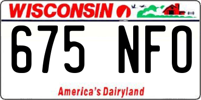 WI license plate 675NFO