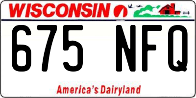 WI license plate 675NFQ