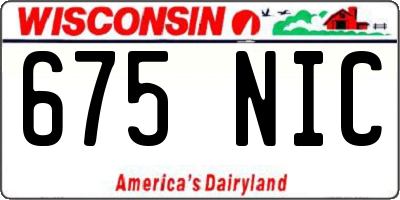WI license plate 675NIC