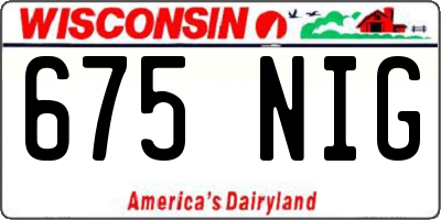 WI license plate 675NIG