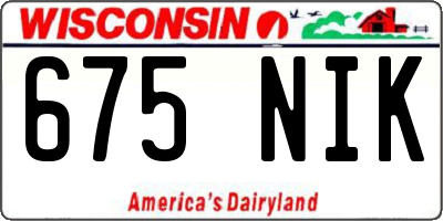 WI license plate 675NIK