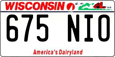 WI license plate 675NIO