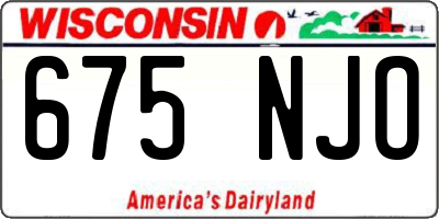 WI license plate 675NJO