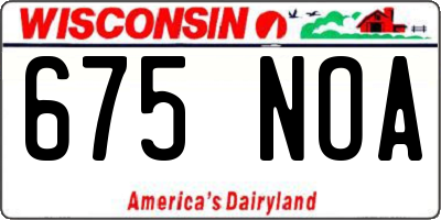 WI license plate 675NOA