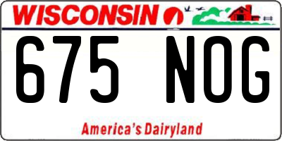 WI license plate 675NOG