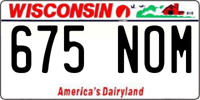 WI license plate 675NOM