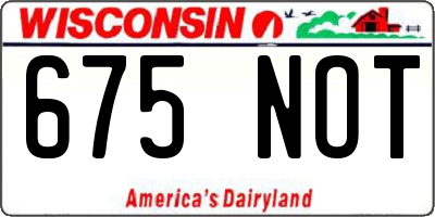 WI license plate 675NOT