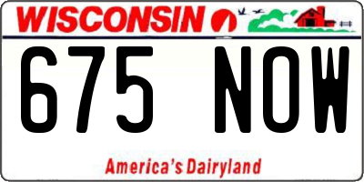 WI license plate 675NOW