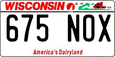 WI license plate 675NOX