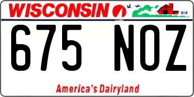 WI license plate 675NOZ