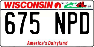 WI license plate 675NPD