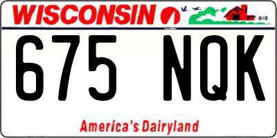 WI license plate 675NQK