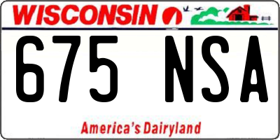 WI license plate 675NSA