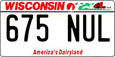 WI license plate 675NUL