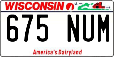 WI license plate 675NUM