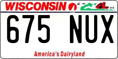 WI license plate 675NUX