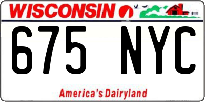 WI license plate 675NYC