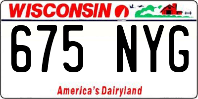 WI license plate 675NYG