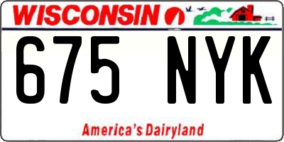 WI license plate 675NYK