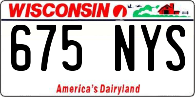 WI license plate 675NYS