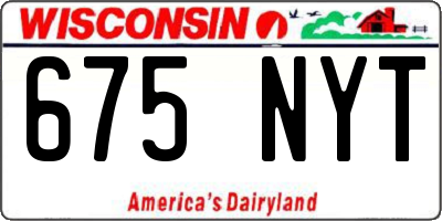 WI license plate 675NYT