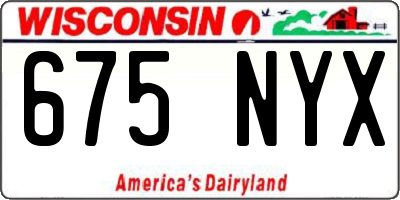 WI license plate 675NYX