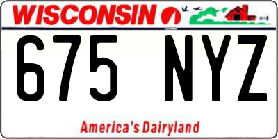 WI license plate 675NYZ