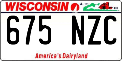 WI license plate 675NZC