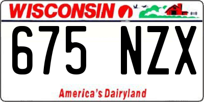 WI license plate 675NZX