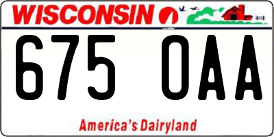 WI license plate 675OAA