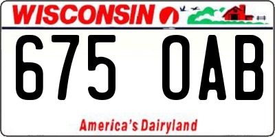 WI license plate 675OAB