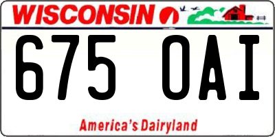 WI license plate 675OAI