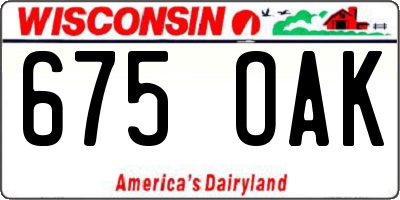WI license plate 675OAK