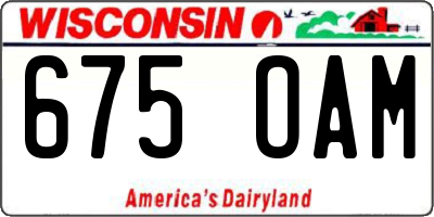 WI license plate 675OAM