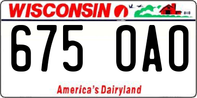 WI license plate 675OAO